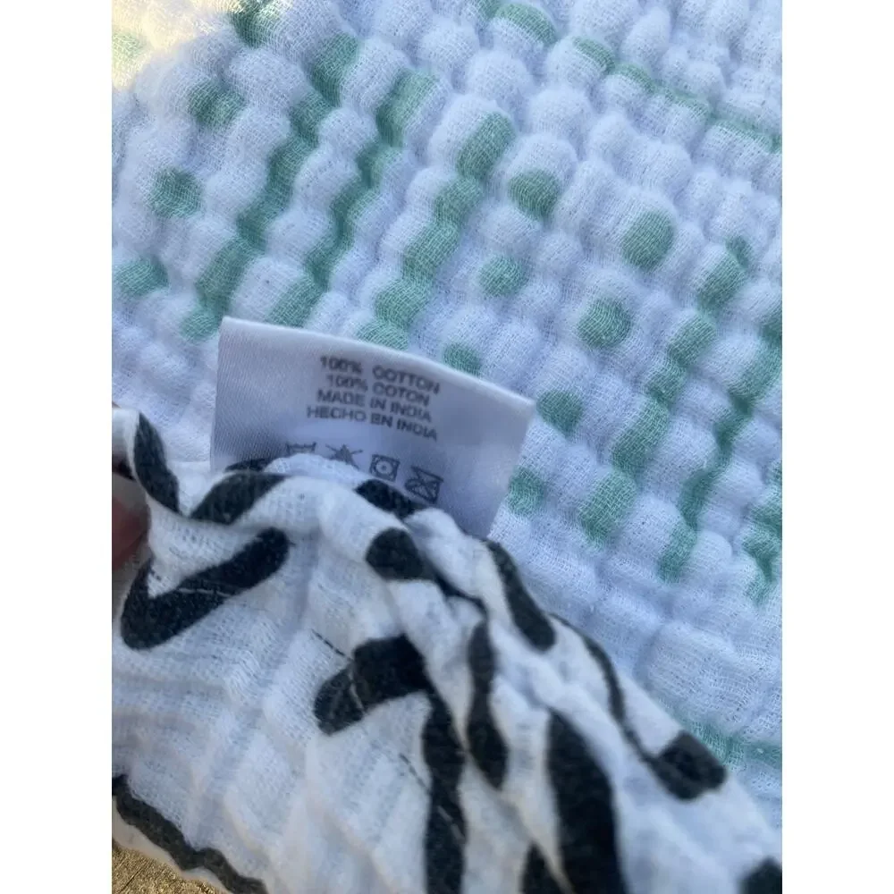 Spearmint Love Gender Neutral Muslin Blanket/Big Swaddle - Green/Black/White